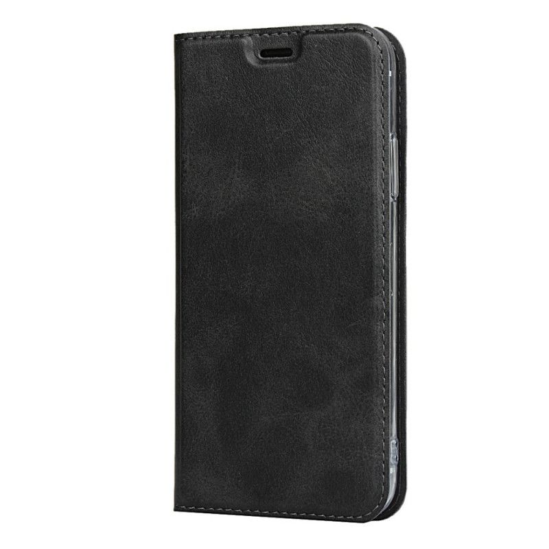 Flip Case iPhone X Schwarz Kunstleder Mit Riemen