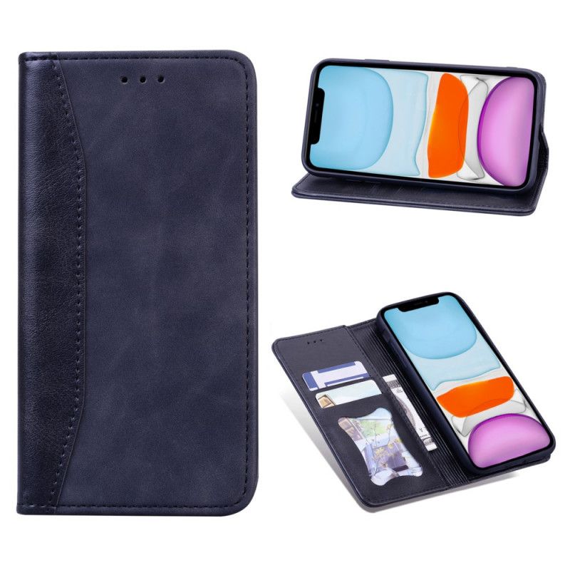 Flip Case iPhone X Schwarz Zweifarbiger Business-Ledereffekt