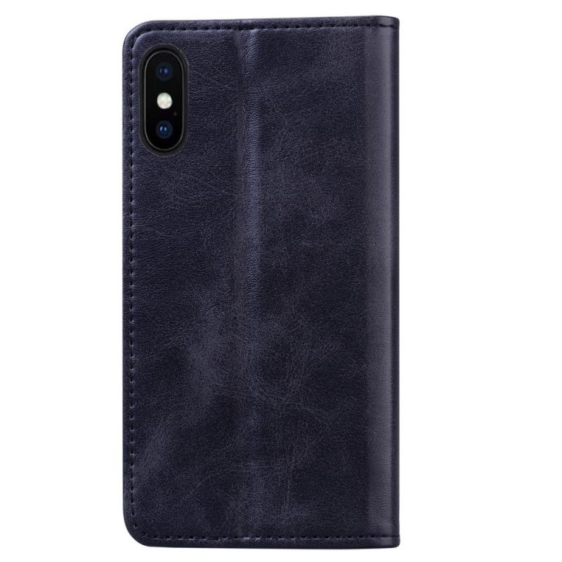 Flip Case iPhone X Schwarz Zweifarbiger Business-Ledereffekt