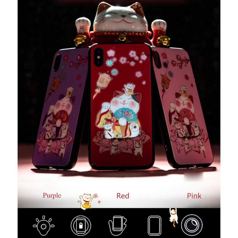 Hülle Für iPhone X Rot Leuchtender Und Swarovsky-Stein