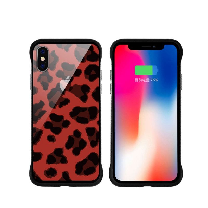 Hülle Für iPhone X Rot Nxe Leopardenflecken
