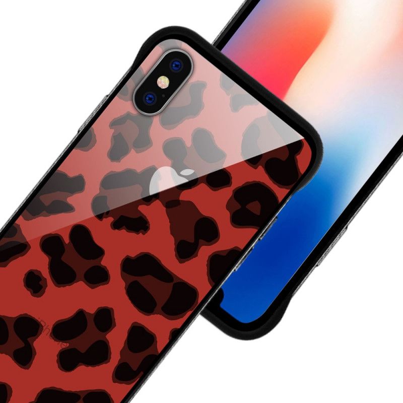 Hülle Für iPhone X Rot Nxe Leopardenflecken