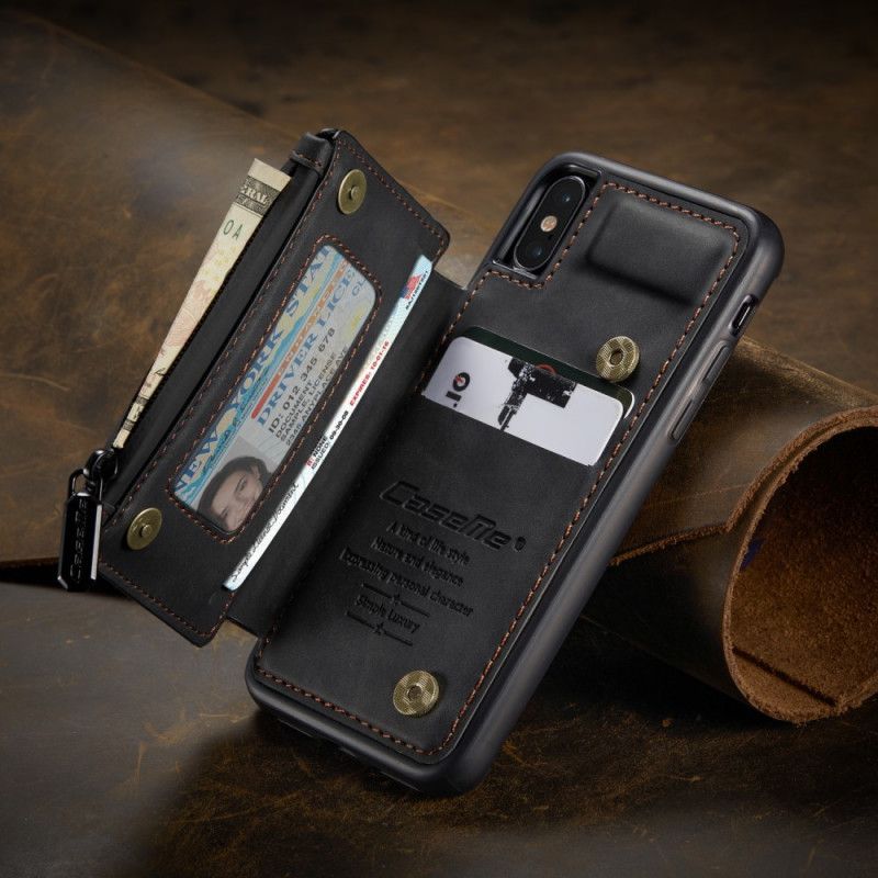 Hülle Für iPhone X Schwarz Caseme Wallet-Stil