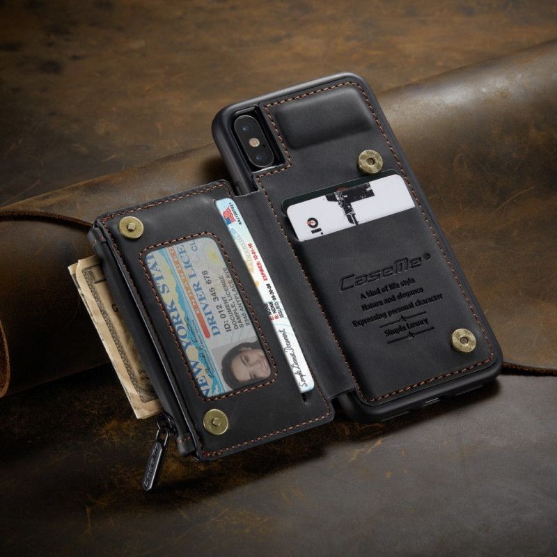 Hülle Für iPhone X Schwarz Caseme Wallet-Stil