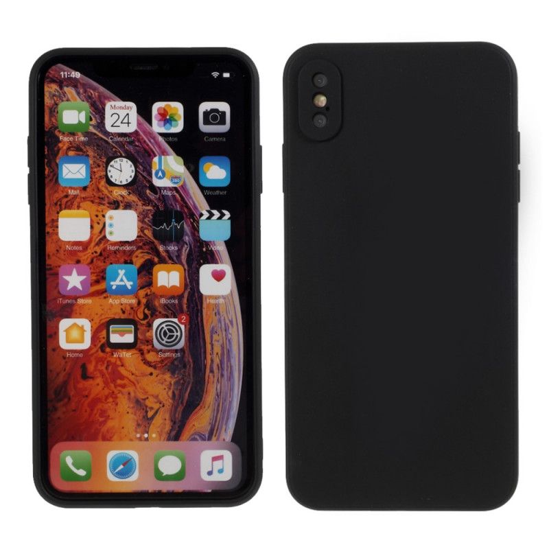 Hülle Für iPhone X Schwarz Starres Mattes Silikon