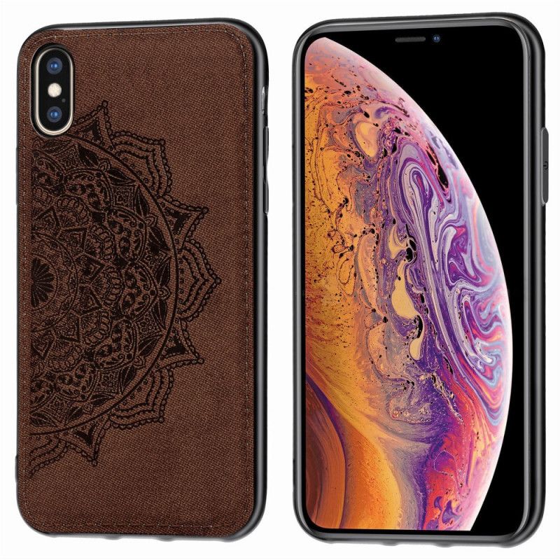 Hülle iPhone X Braun Handyhülle Stoff- Und Mandala-Textur
