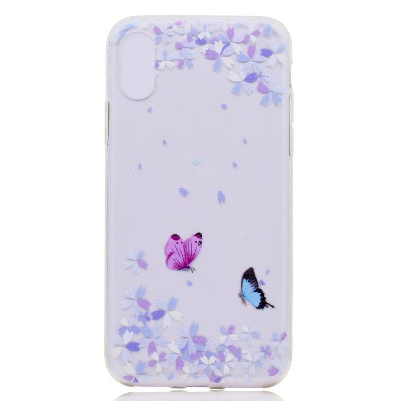 Hülle iPhone X Handyhülle Transparente Schmetterlinge Und Blumen