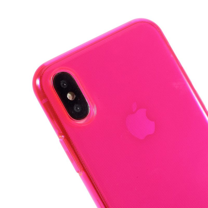 Hülle iPhone X Magenta Farbiges Transparentes Silikon