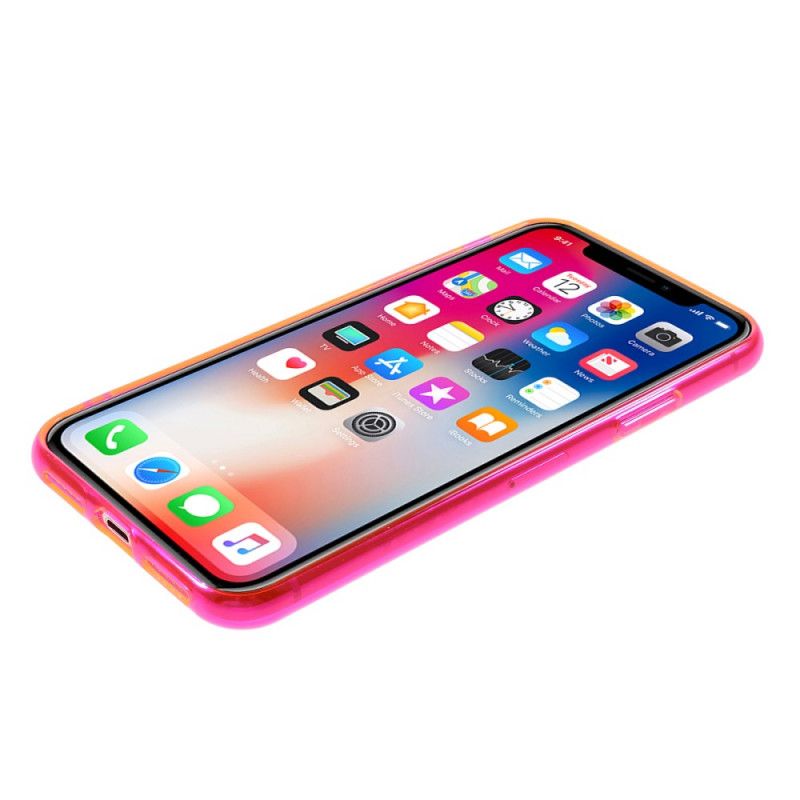 Hülle iPhone X Magenta Farbiges Transparentes Silikon