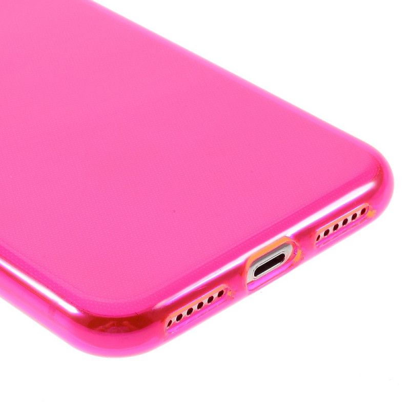 Hülle iPhone X Magenta Farbiges Transparentes Silikon