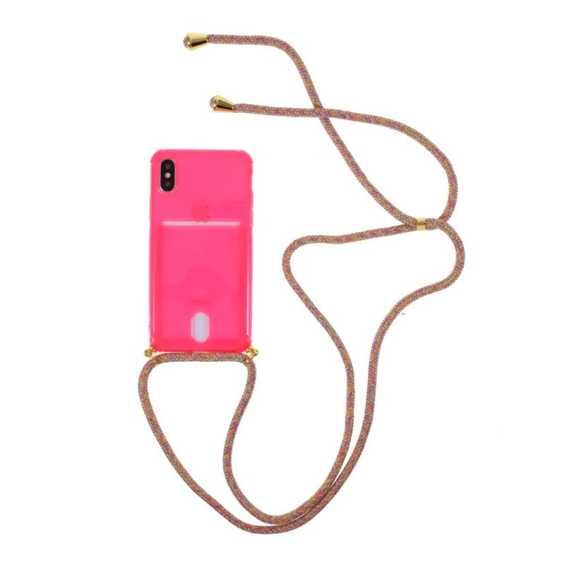 Hülle iPhone X Magenta Kabel Mit Kartenhalter