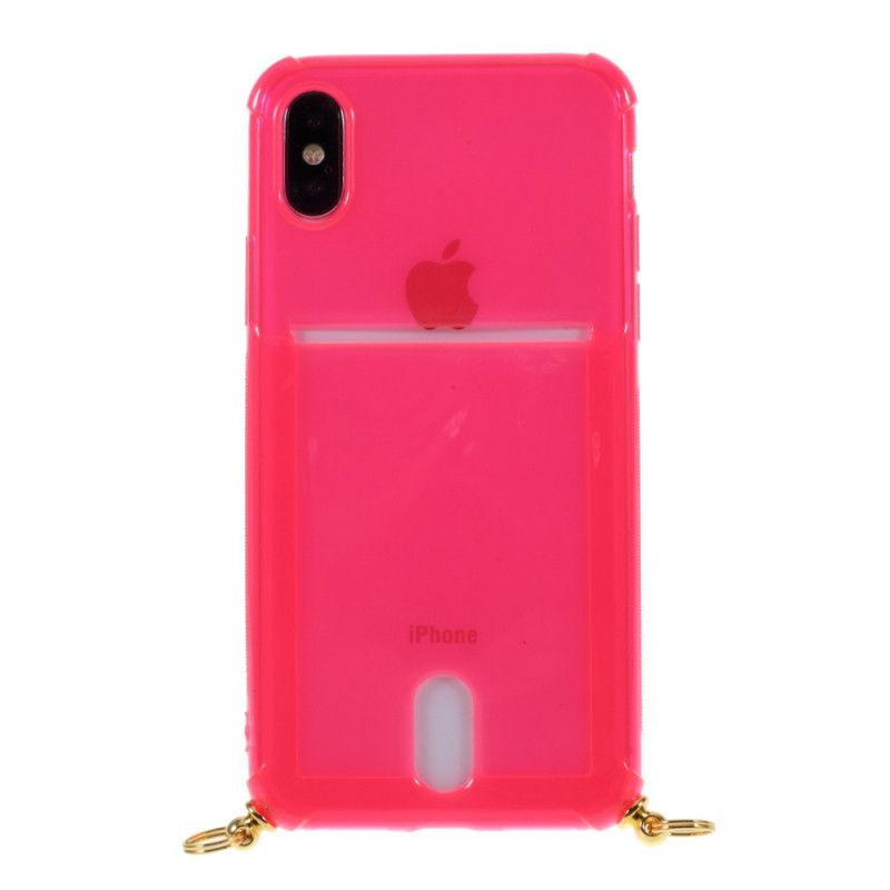 Hülle iPhone X Magenta Kabel Mit Kartenhalter