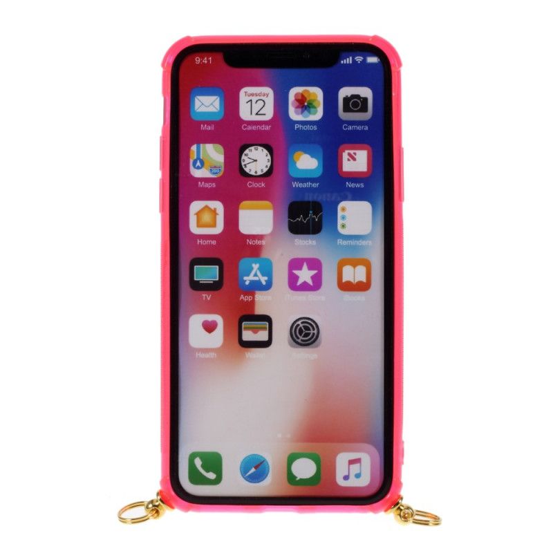 Hülle iPhone X Magenta Kabel Mit Kartenhalter