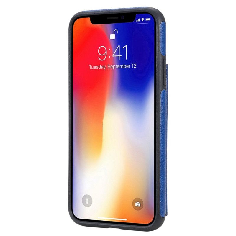 Hülle iPhone X Marineblau Kartenhalter Mit Katzendruck