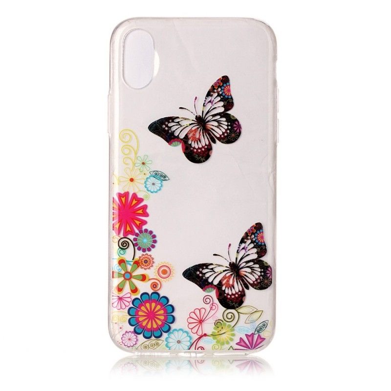 Hülle iPhone X Psychedelische Schmetterlinge Und Blumen