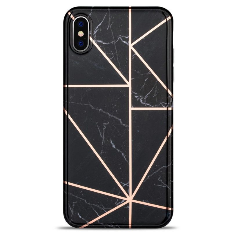 Hülle iPhone X Schwarz Auffälliger Geometrischer Marmor