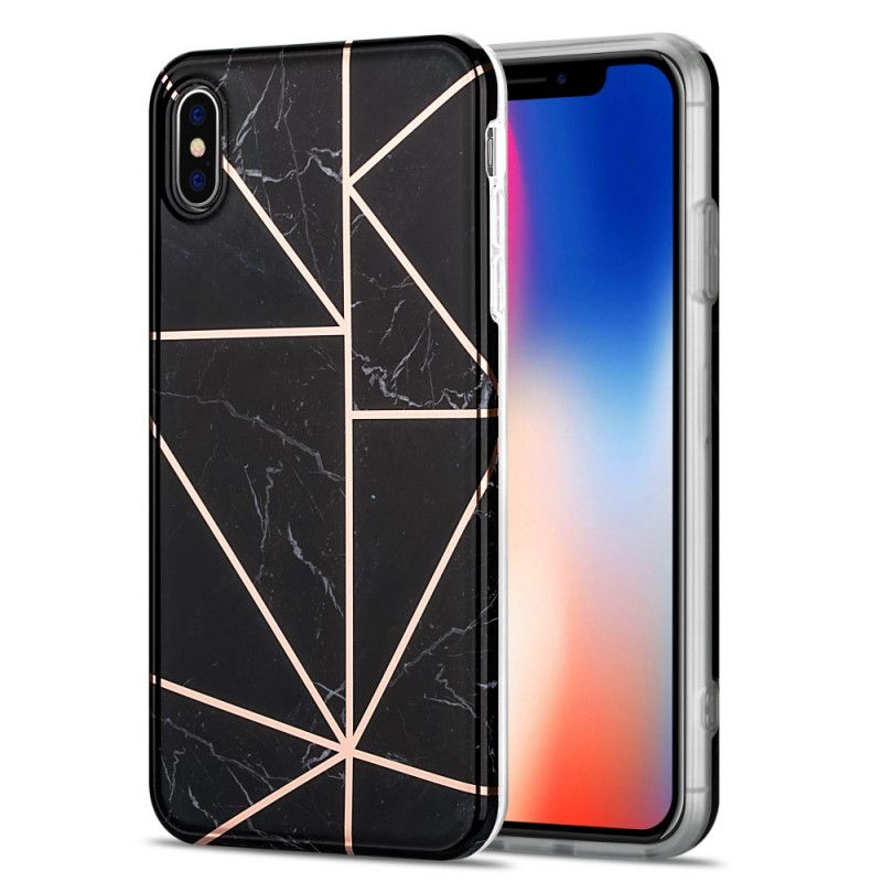 Hülle iPhone X Schwarz Auffälliger Geometrischer Marmor