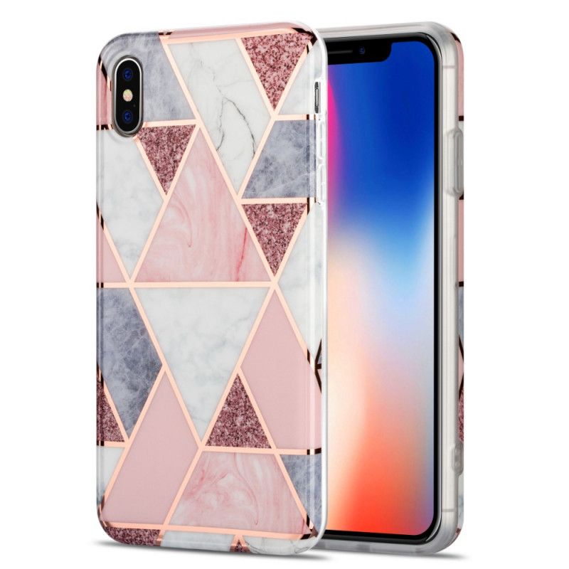 Hülle iPhone X Schwarz Auffälliger Geometrischer Marmor