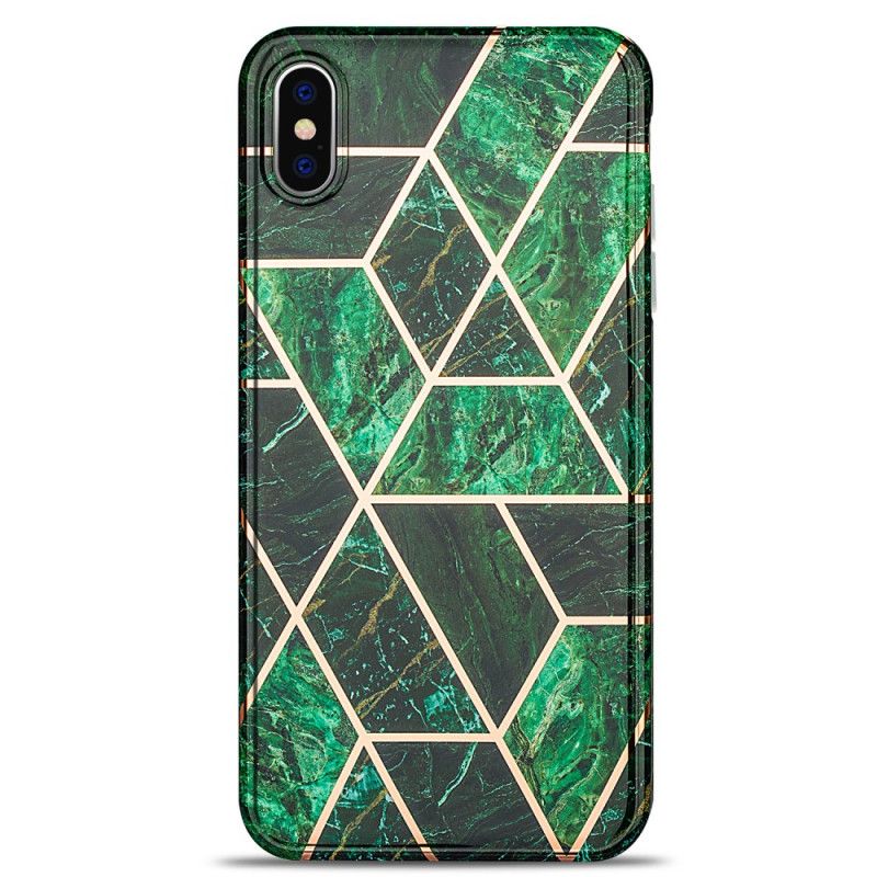 Hülle iPhone X Schwarz Auffälliger Geometrischer Marmor