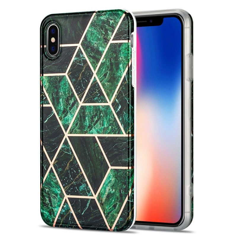 Hülle iPhone X Schwarz Auffälliger Geometrischer Marmor