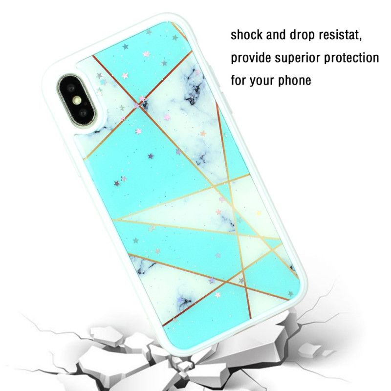 Hülle iPhone X Schwarz Design Aus Silikon Und Epoxidmarmor