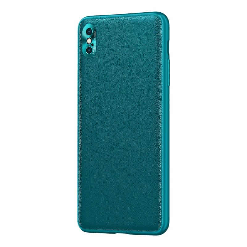 Hülle iPhone X Schwarz Farbe Leder Stil