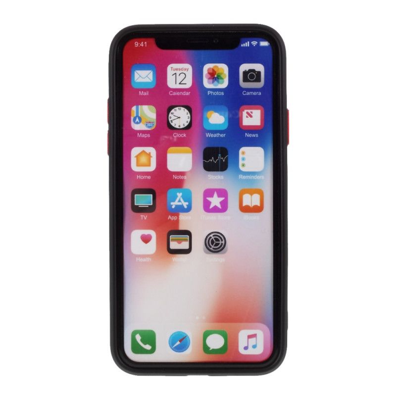 Hülle iPhone X Schwarz Flexibler Silikonfarbener Knopf