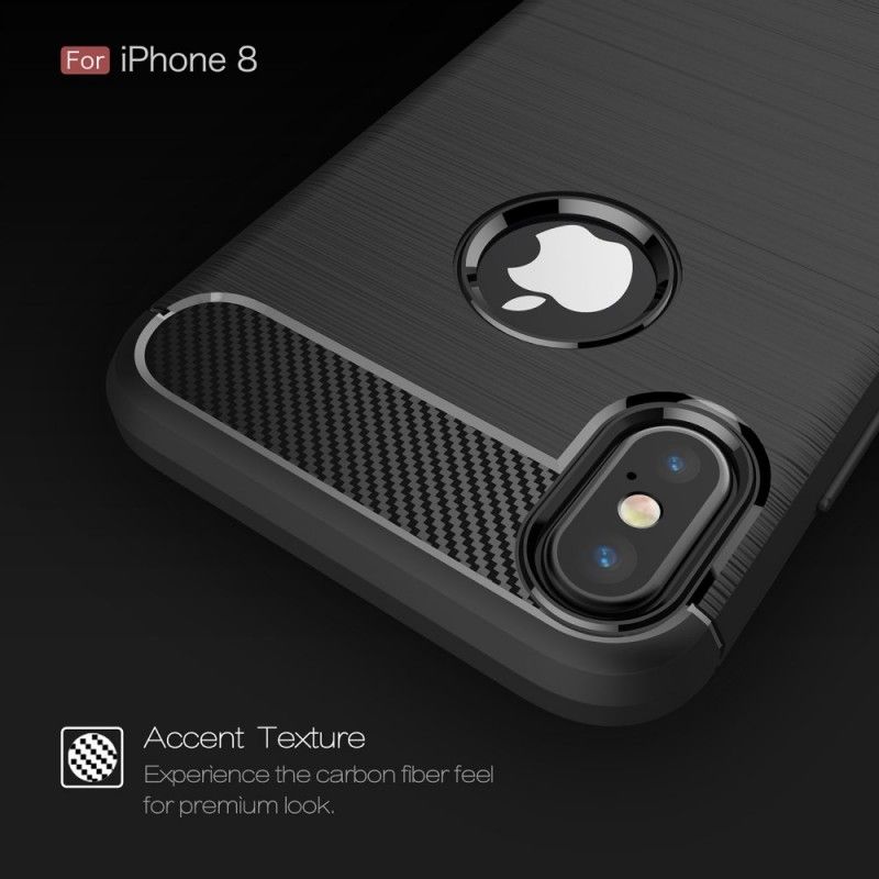 Hülle iPhone X Schwarz Gebürstete Kohlefaser