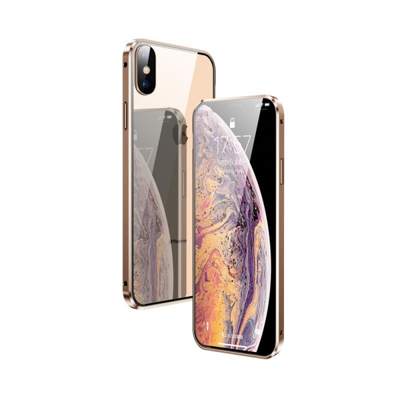 Hülle iPhone X Schwarz Gehärtetes Glas Vorne Und Hinten