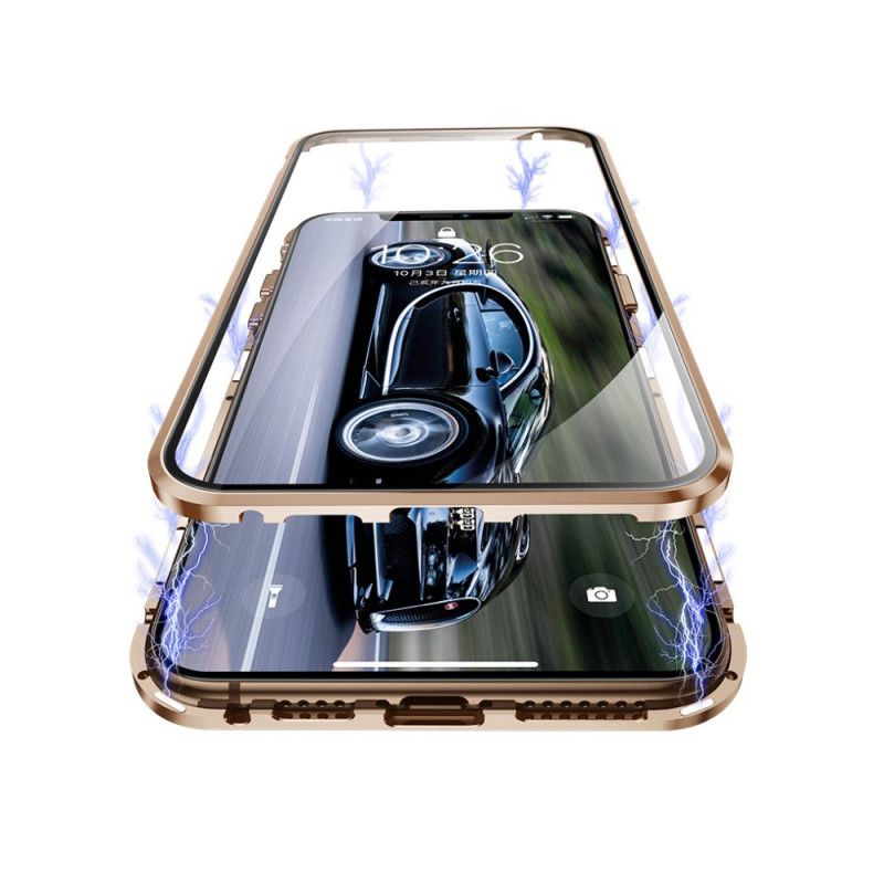 Hülle iPhone X Schwarz Gehärtetes Glas Vorne Und Hinten