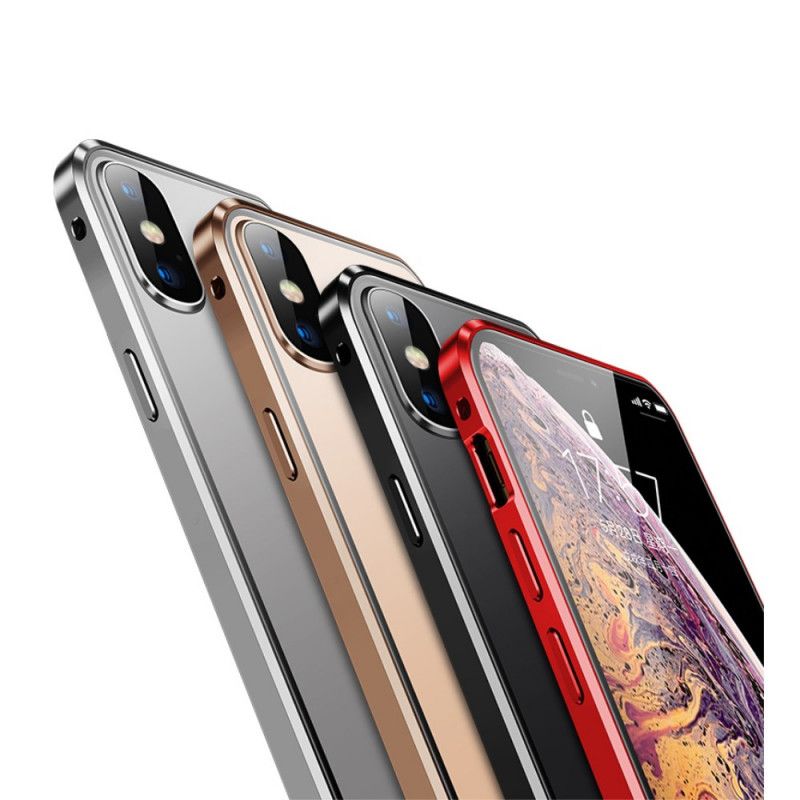 Hülle iPhone X Schwarz Gehärtetes Glas Vorne Und Hinten