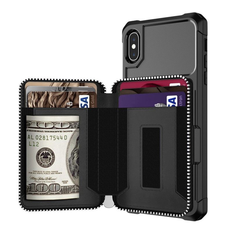 Hülle iPhone X Schwarz Handyhülle Multifunktionale Brieftasche