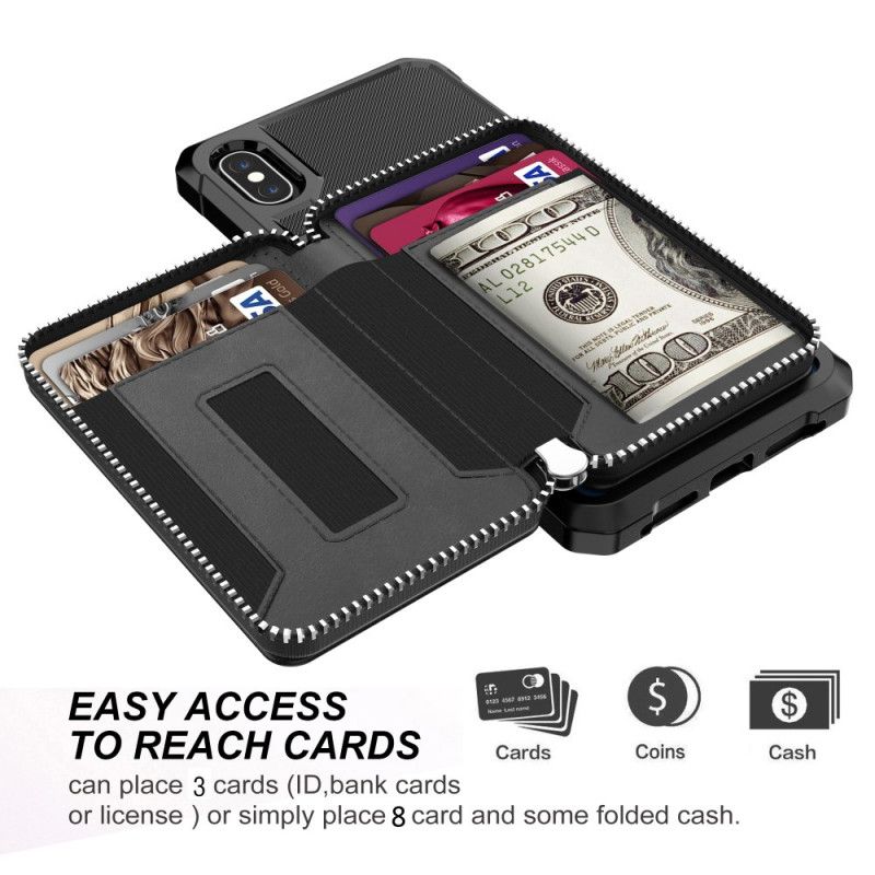 Hülle iPhone X Schwarz Handyhülle Multifunktionale Brieftasche