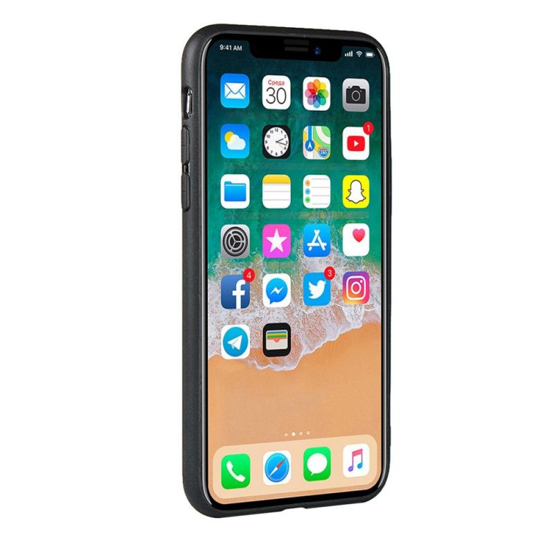 Hülle iPhone X Schwarz Monochromer Doppelkartenhalter