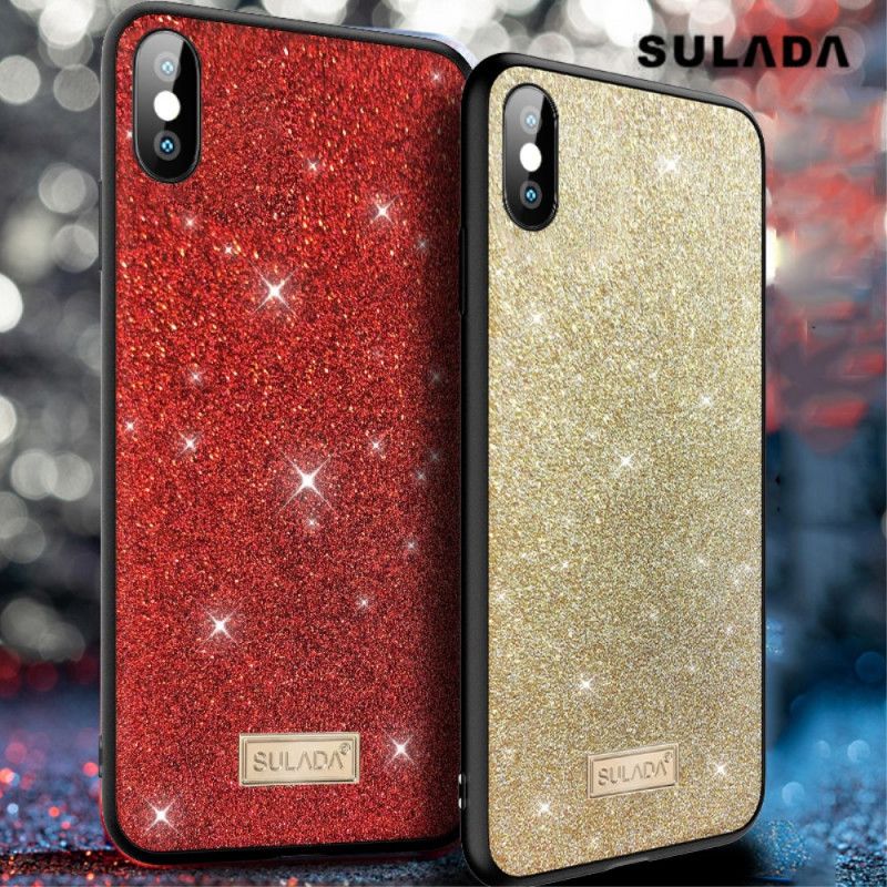 Hülle iPhone X Schwarz Sulada-Glitzer