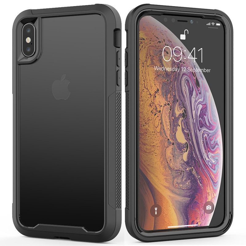 Hülle iPhone X Schwarz Transparente Hybrid-Stoßfängerkanten