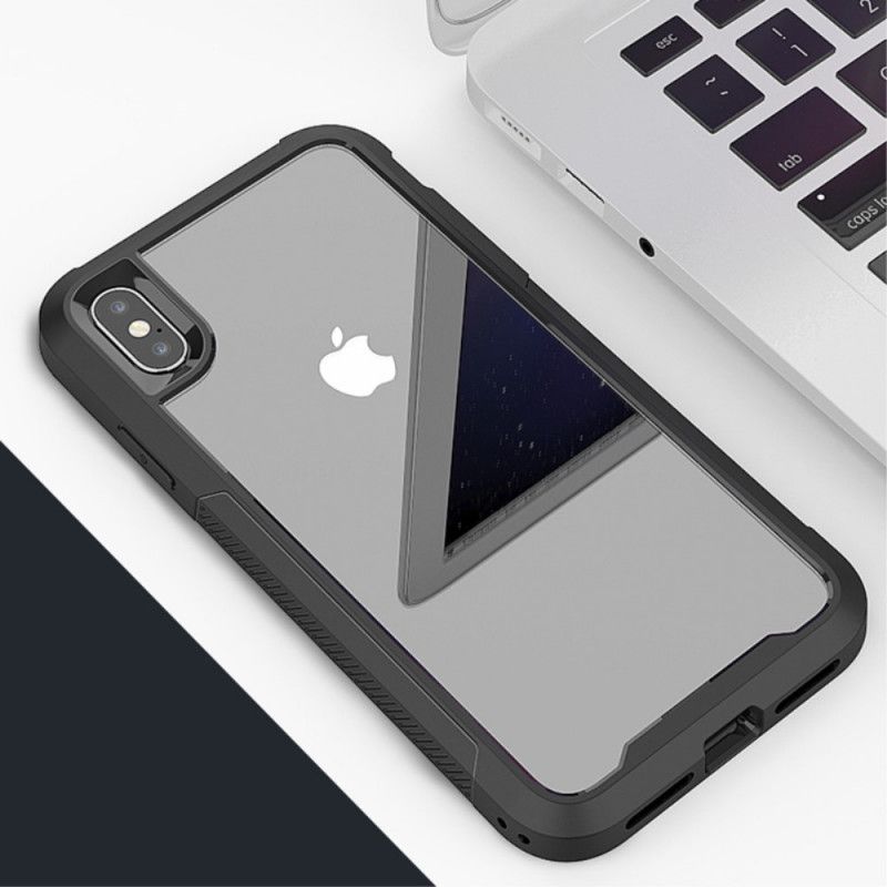 Hülle iPhone X Schwarz Transparente Hybrid-Stoßfängerkanten