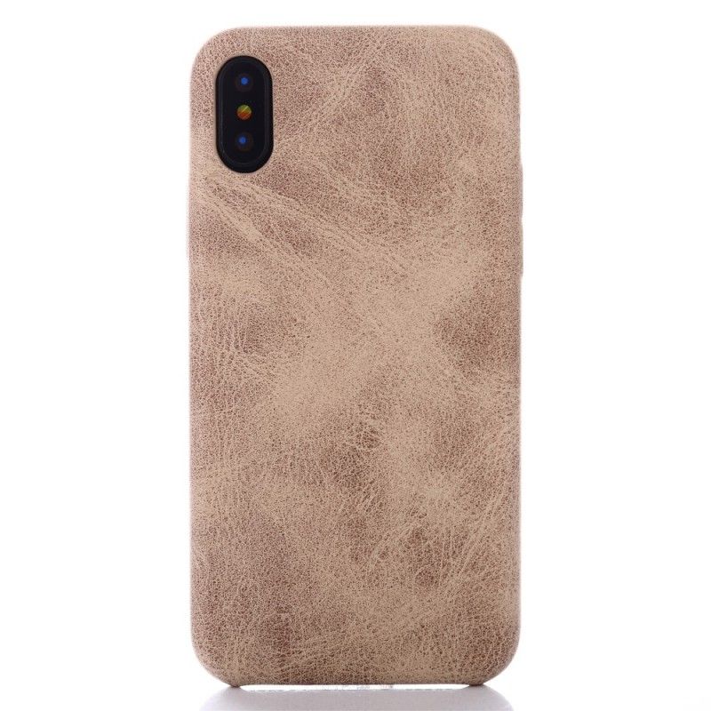 Hülle iPhone X Taupe Handyhülle Retro-Ledereffekt