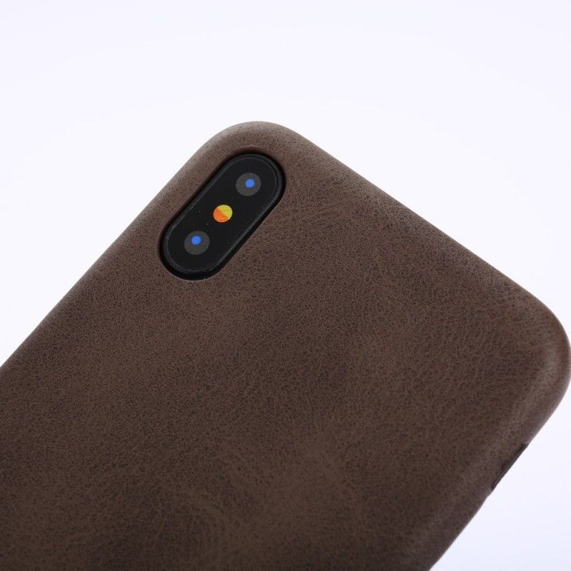 Hülle iPhone X Taupe Handyhülle Retro-Ledereffekt