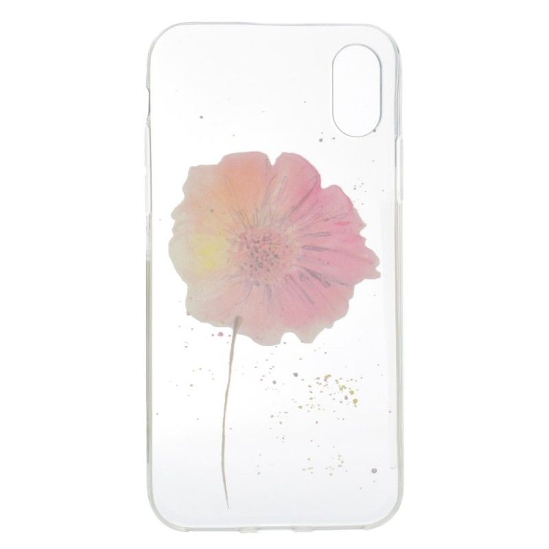 Hülle iPhone X Transparente Aquarellmohnblume