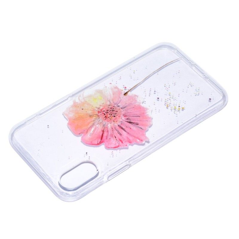 Hülle iPhone X Transparente Aquarellmohnblume