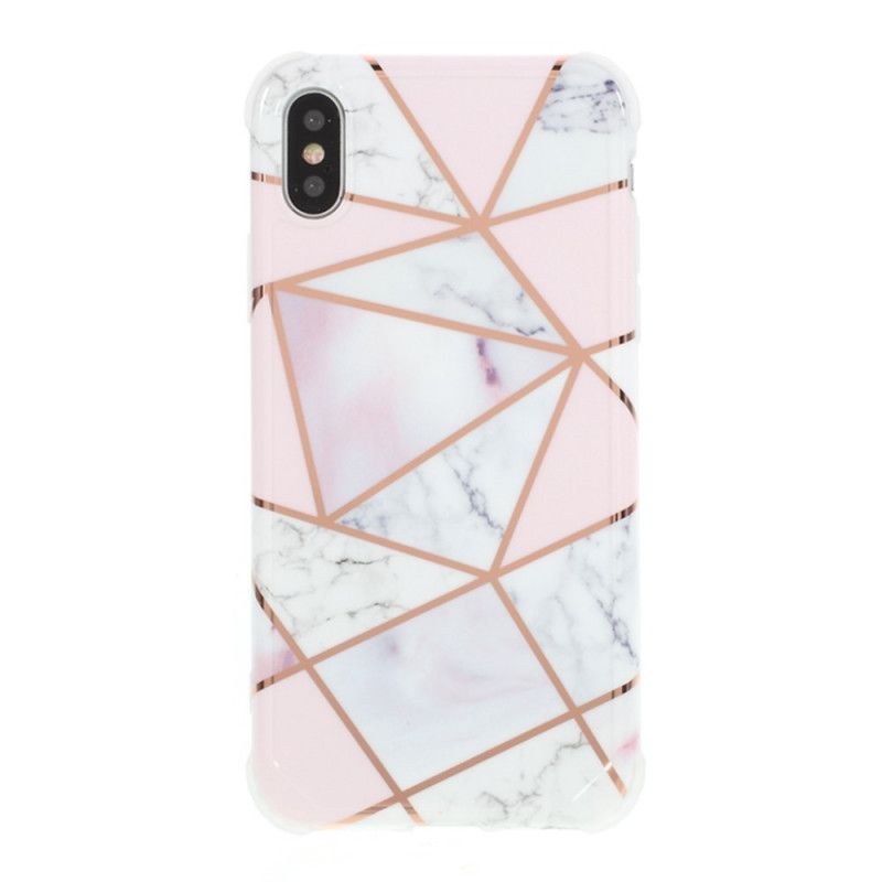 Hülle iPhone X Weiß Auffälliger Geometrischer Marmor