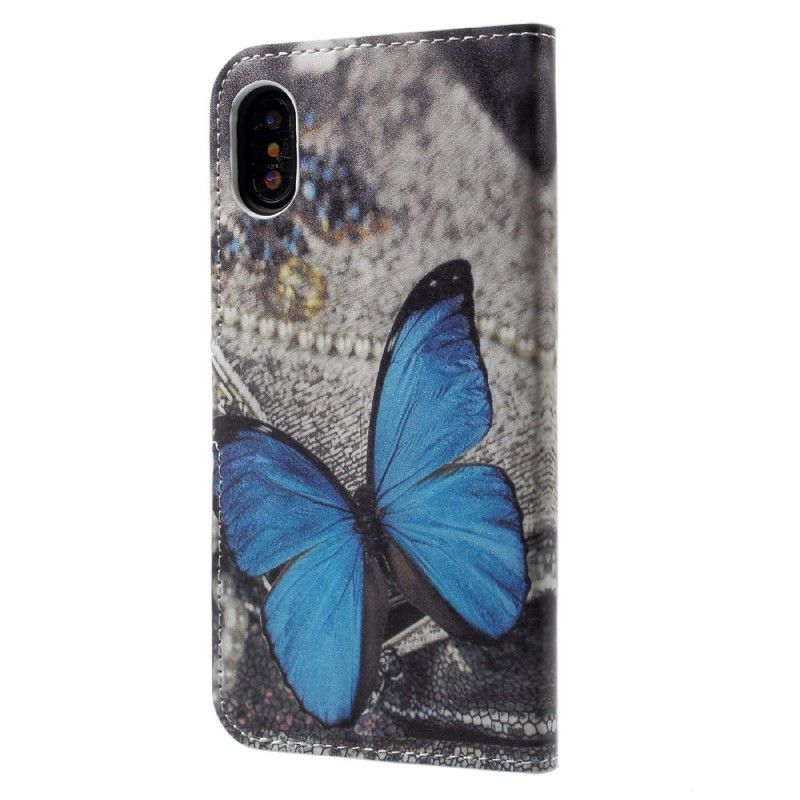 Lederhüllen Für iPhone X Blauer Schmetterling