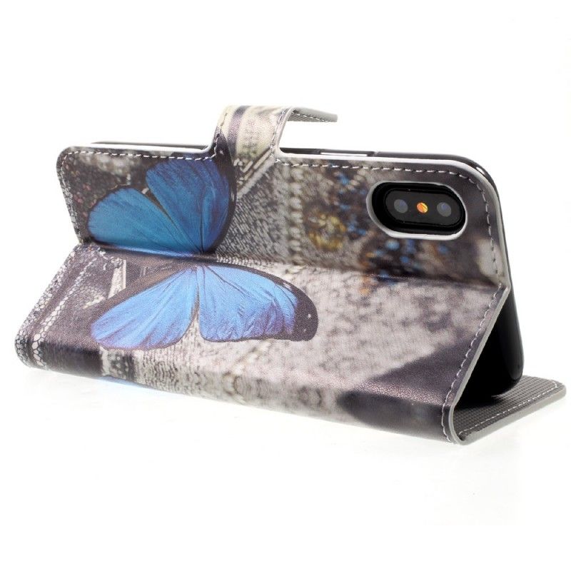 Lederhüllen Für iPhone X Blauer Schmetterling