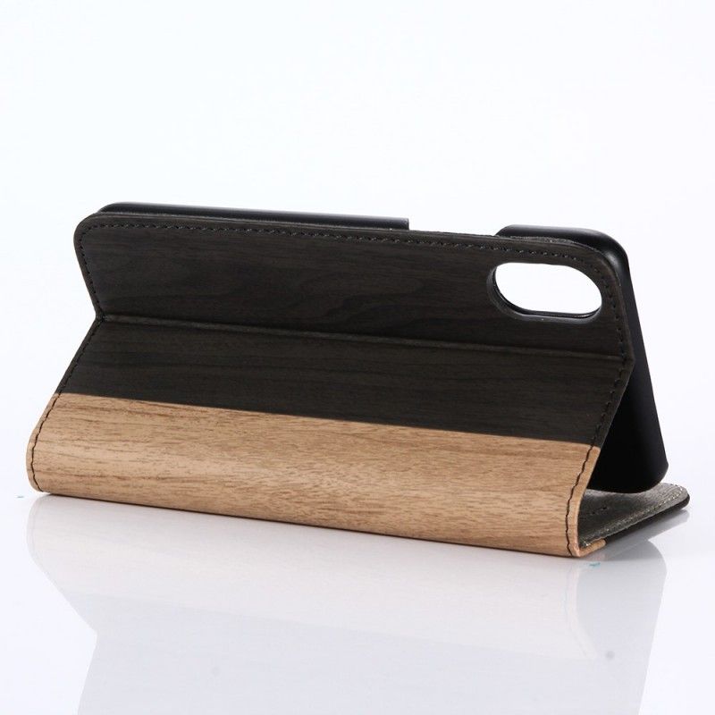 Lederhüllen iPhone X Braun Zweifarbiger Holzeffekt