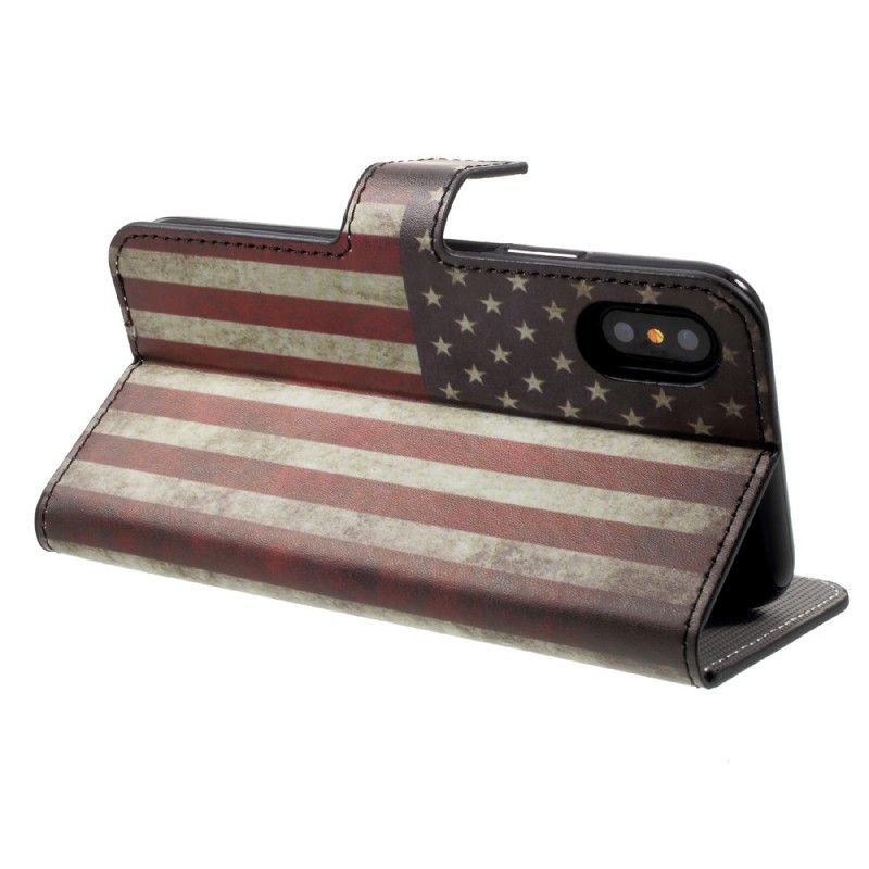 Lederhüllen iPhone X Handyhülle Usa-Flagge