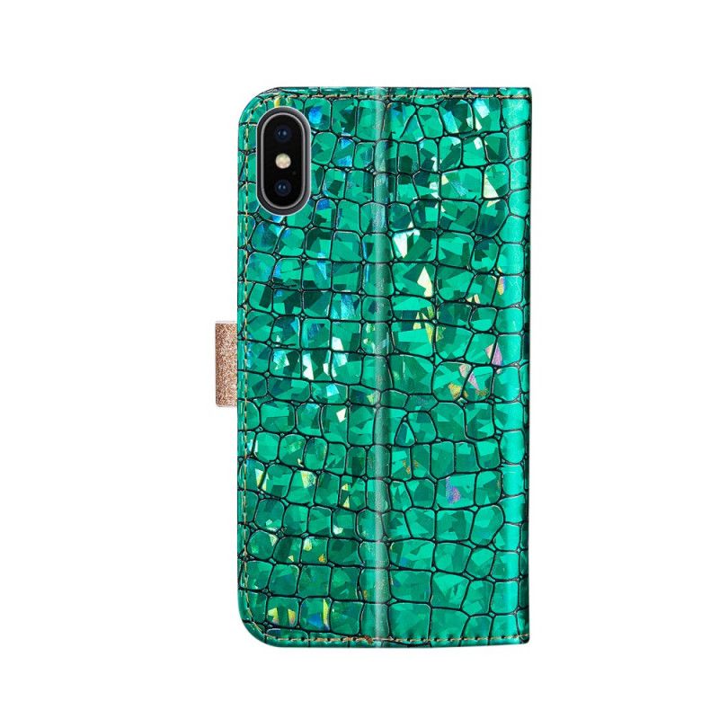 Lederhüllen iPhone X Roségold Krokodildiamanten