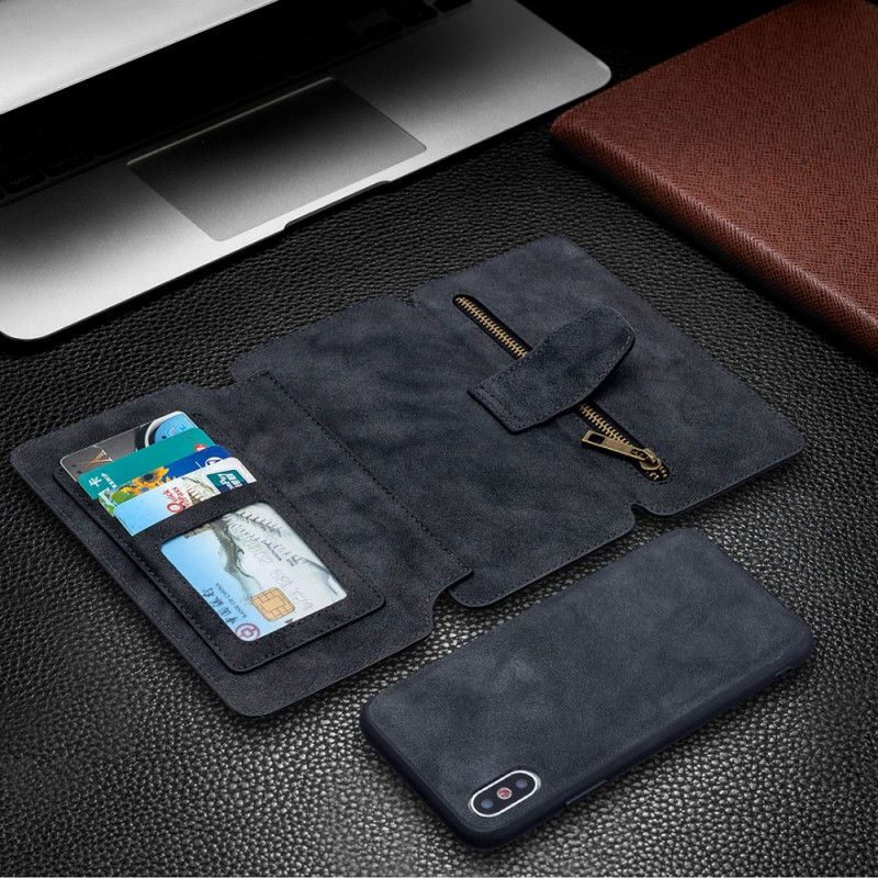 Lederhüllen iPhone X Schwarz Abnehmbare Abdeckung Im Binfen-Farbdesign
