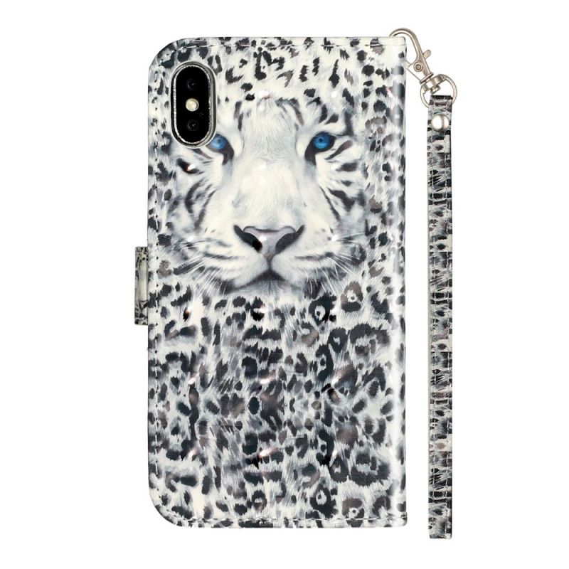 Lederhüllen iPhone X Schwarz Tigerlichtpunkte Mit Riemen