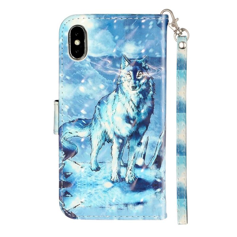 Lederhüllen iPhone X Wolfslichtpunkte Mit Riemen